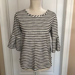 Green Envelope navy striped top, Small